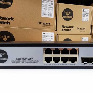 COMMANDO Scout E300 8FE Full PoE/PoE+, 2GE Uplinks, 130W, Unmanaged Switch