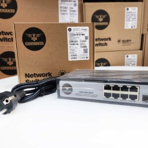 COMMANDO Scout E300 8GE Full PoE/PoE+, 2SFP Uplinks, 130W, Unmanaged Switch