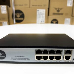 COMMANDO Scout E300 8FE Full PoE/PoE+, 2FE Uplinks, 130W, Unmanaged Switch